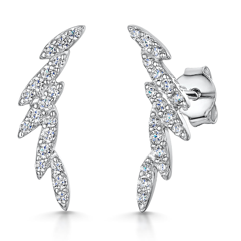 Sterling Silver Oval Cuff Climber Earrings