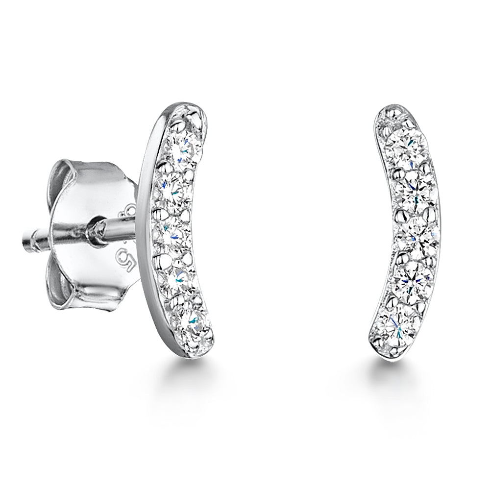 Sterling Silver Short Curved Stud Earrings