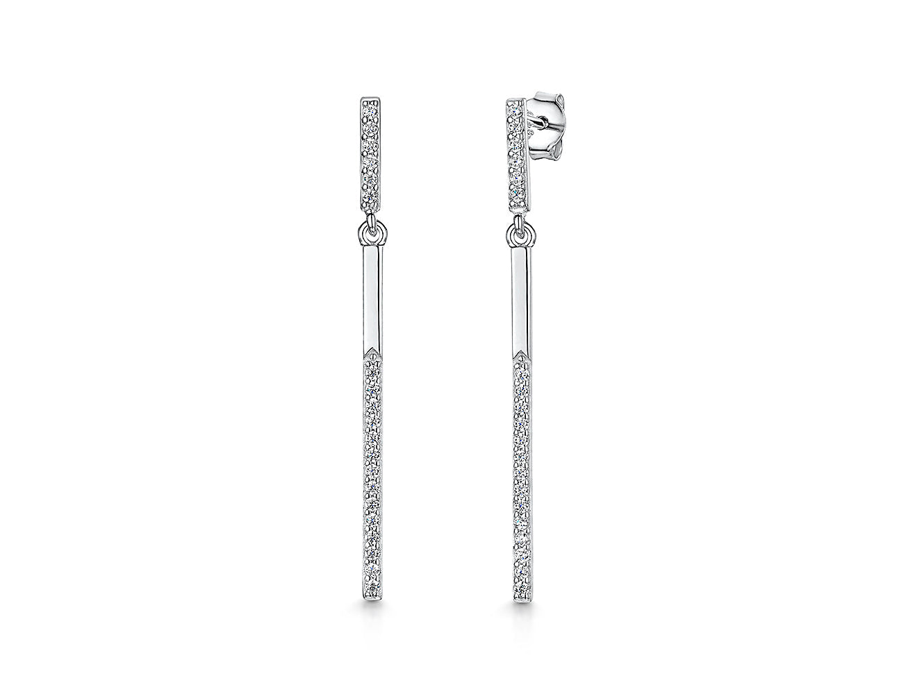 Sterling Silver Thin Bar Drop Earrings