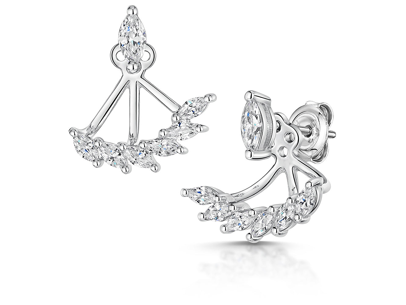 Sterling Silver Marquise Stone Set Jacket Earrings