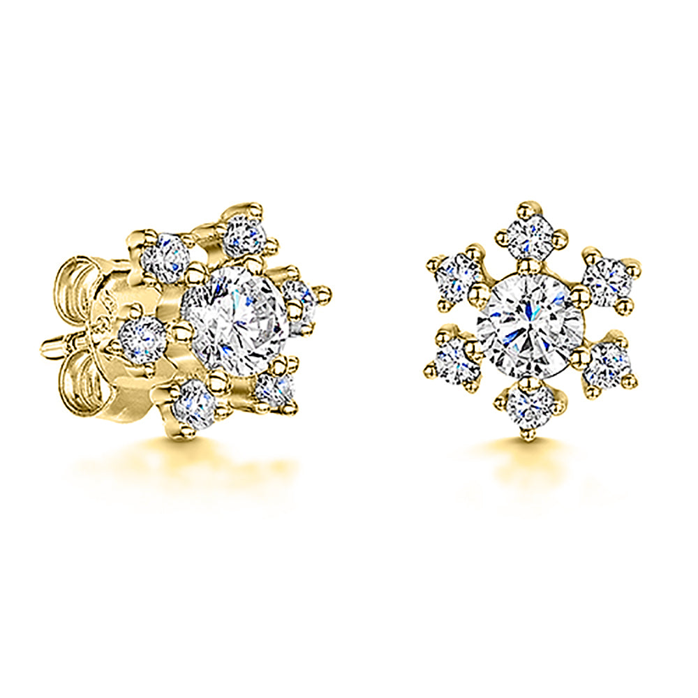 Gold Vermeil Snowflake Cubic Zirconia Earrings