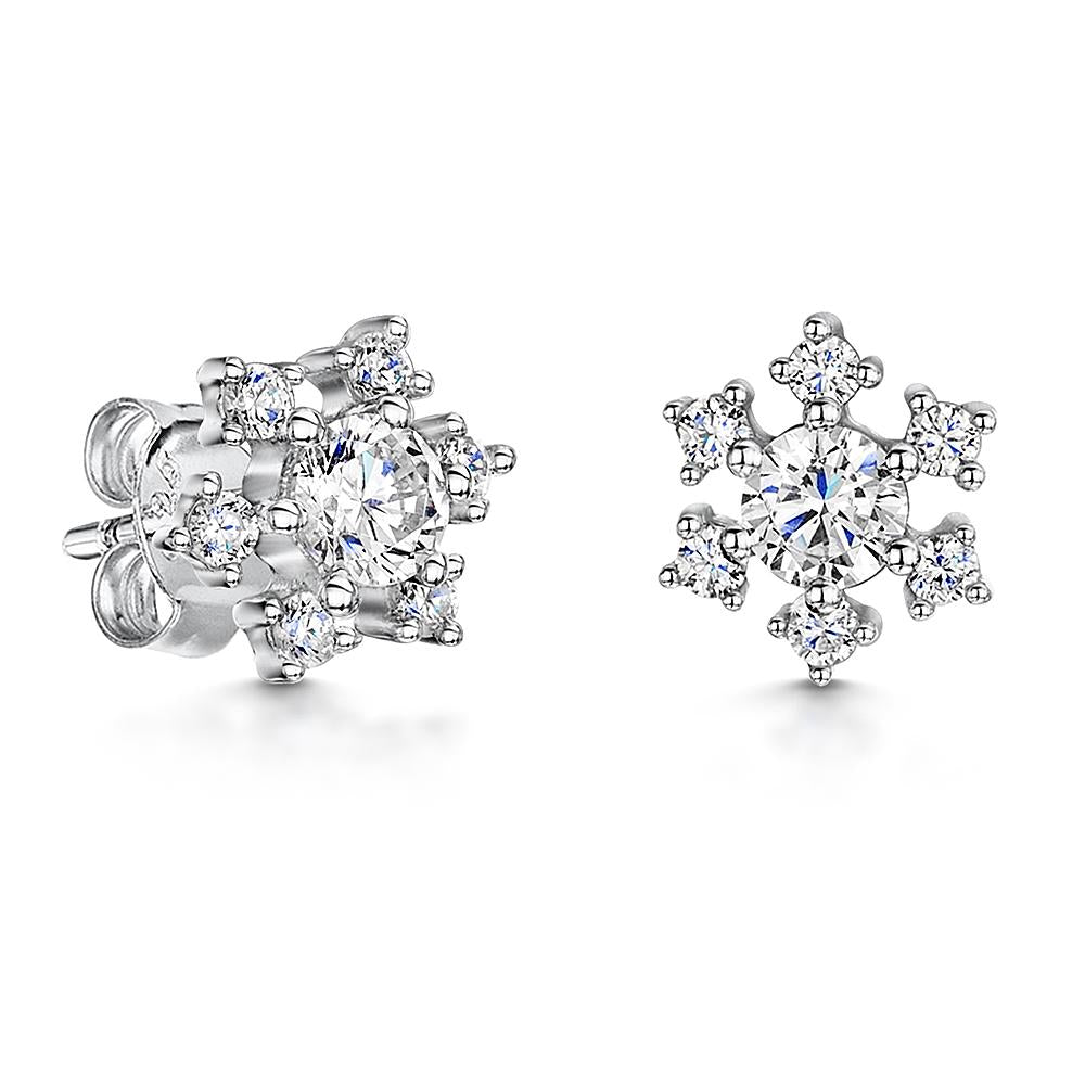 Sterling Silver Snowflake Cubic Zirconia Earrings