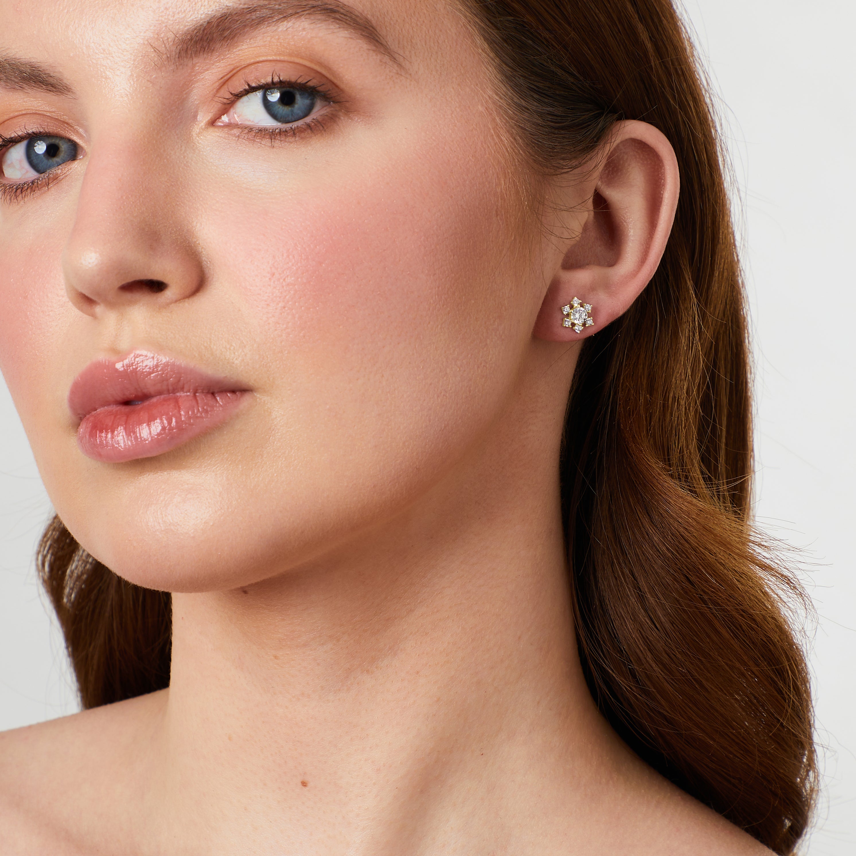 Gold Vermeil Snowflake Cubic Zirconia Earrings