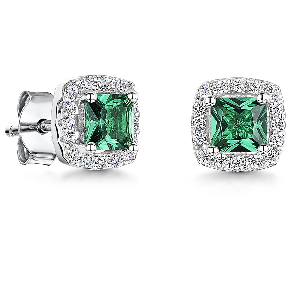 Sterling Silver Emerald Green Drop Earrings | Premium Cubic Zirconia