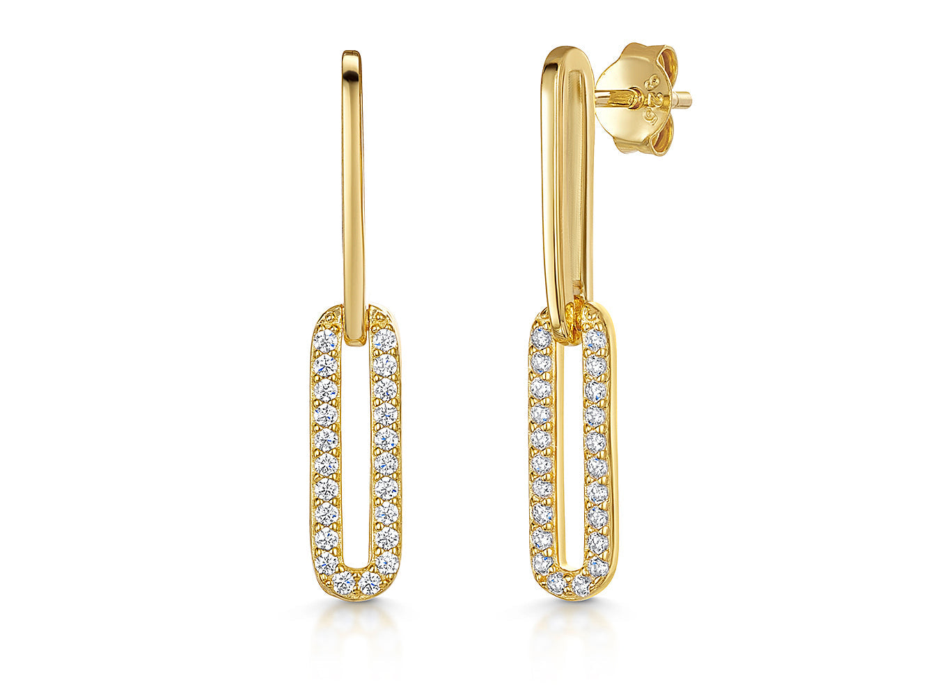 Yellow Gold Paperlink Stone Set Drop Earrings