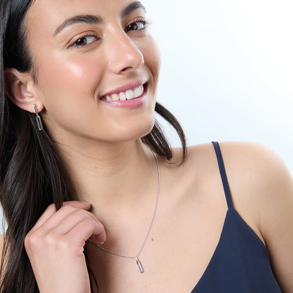 Sterling Silver Paperclip Drop Earrings | Sleek Link Dangle Earrings