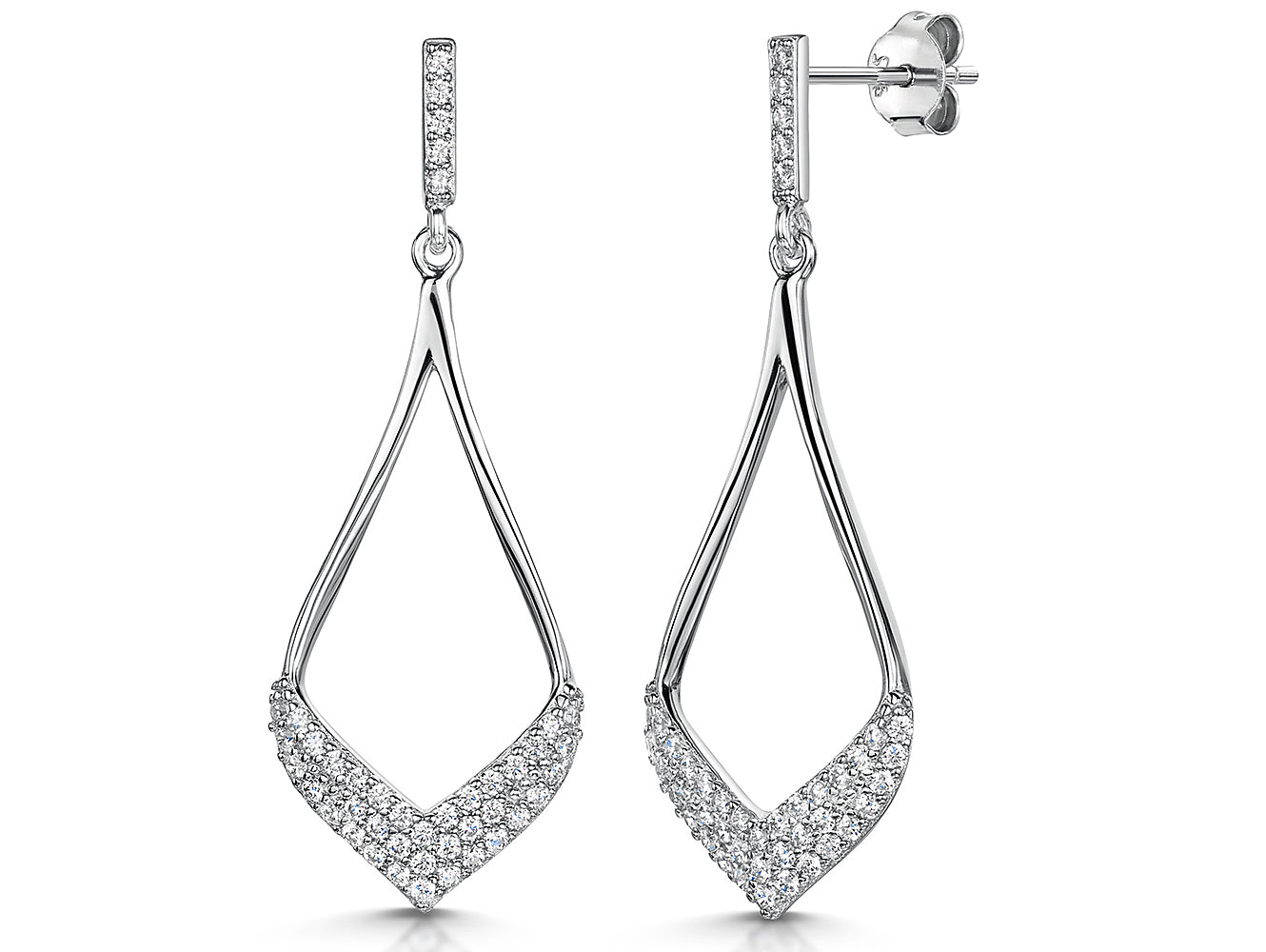 Sterling Silver Open Teardrop Drop Earrings
