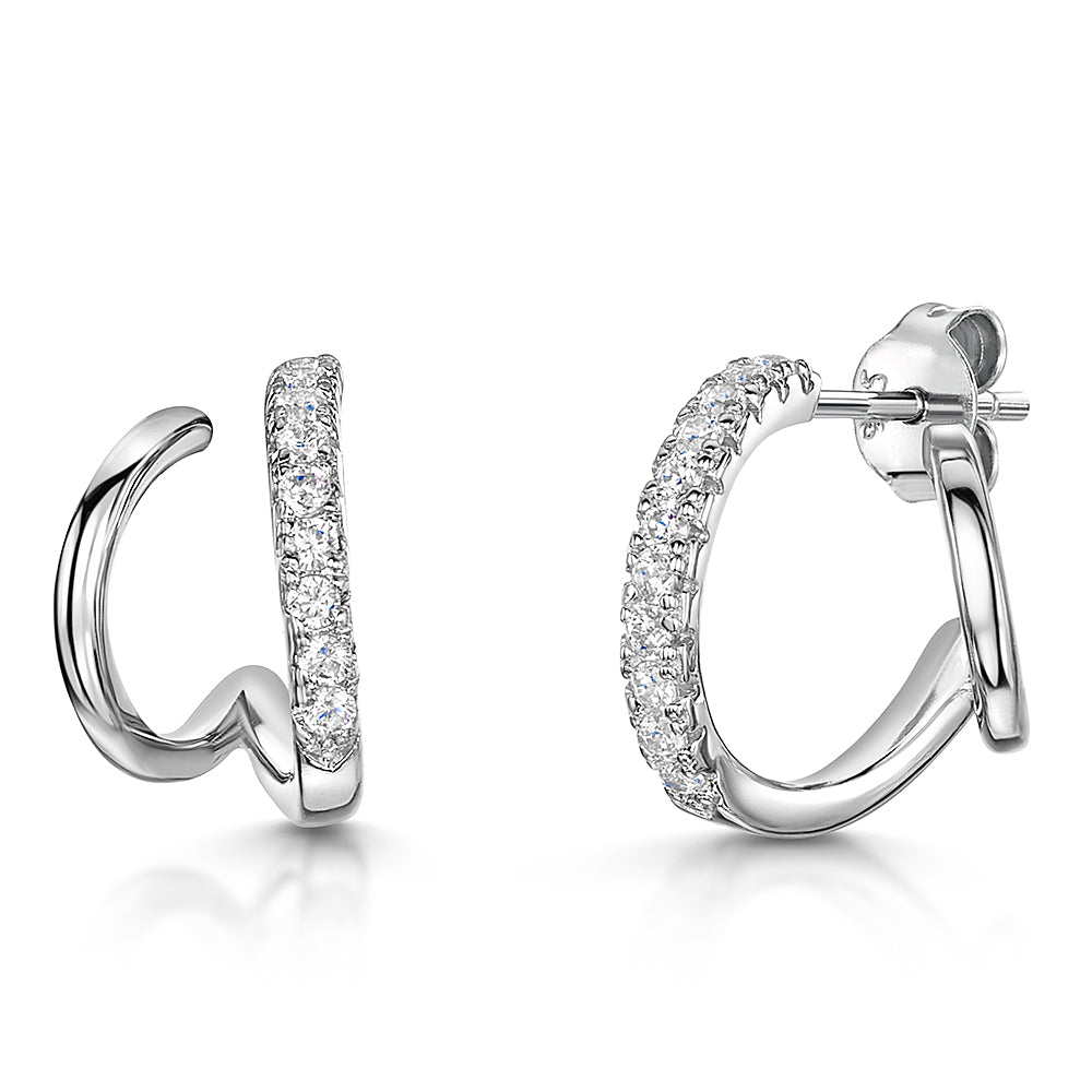 Sterling Silver Twisted Huggie Earrings