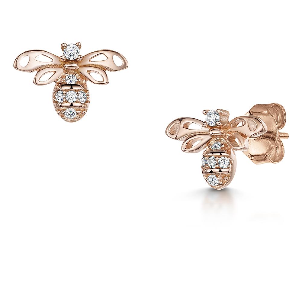 Bee Stud Earrings Set with Cubic Zirconia