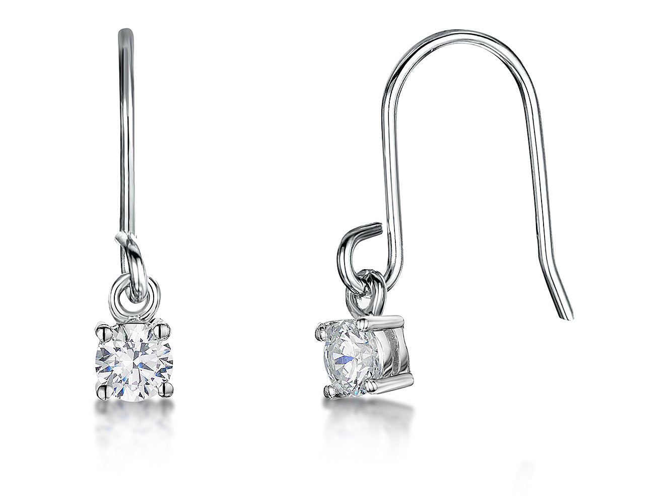 Sterling Silver Solitaire Fishhook Earrings