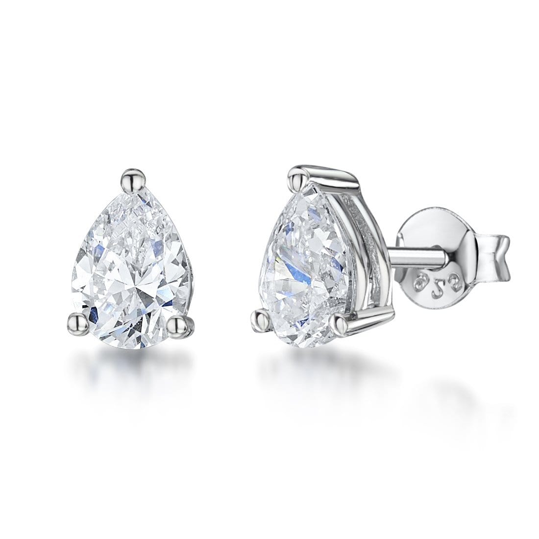 Sterling Silver Single Pear Shape Stone Stud Earring - JOOLS By Jenny Brown