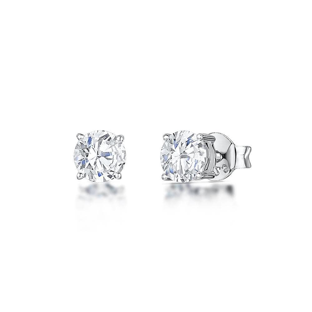 Sterling Silver Solitaire Cubic Zirconia Stud Earrings