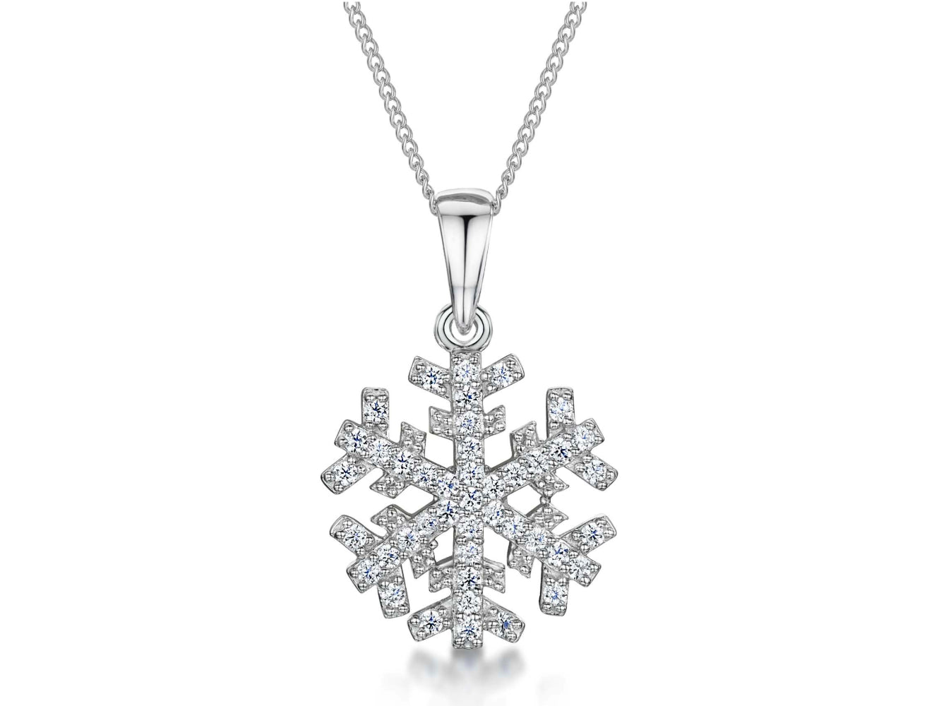 Sterling Silver Encrusted Zirconia Snowflake Pendant
