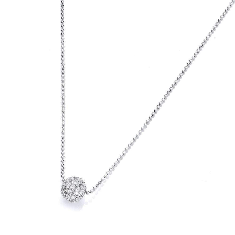 Sterling Silver Pave Ball Pendant