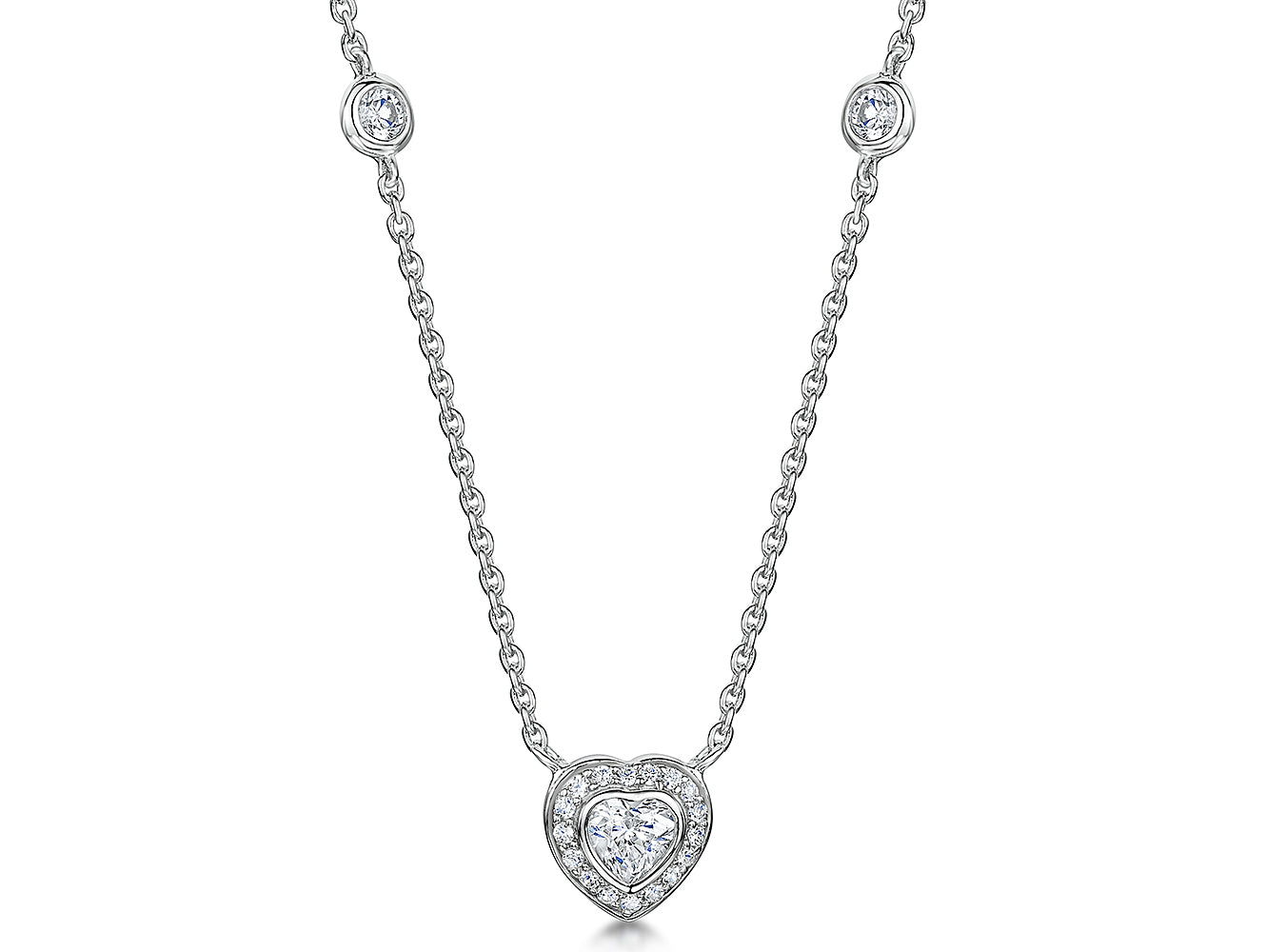 Sterling Silver Heart Drop Neckalce