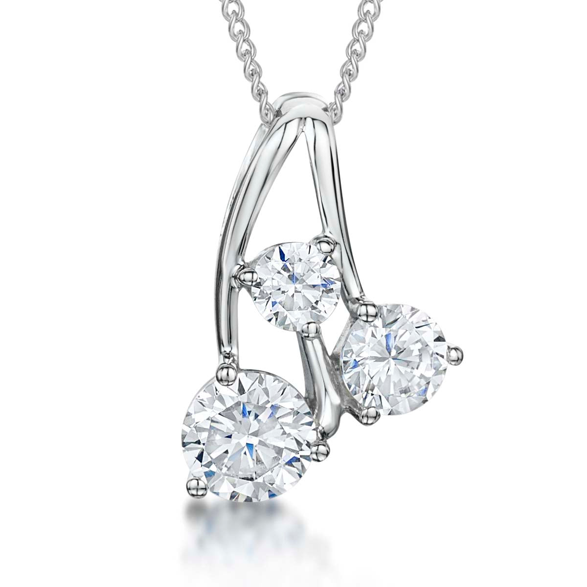 Sterling Silver Graduated Three Stone Pendant
