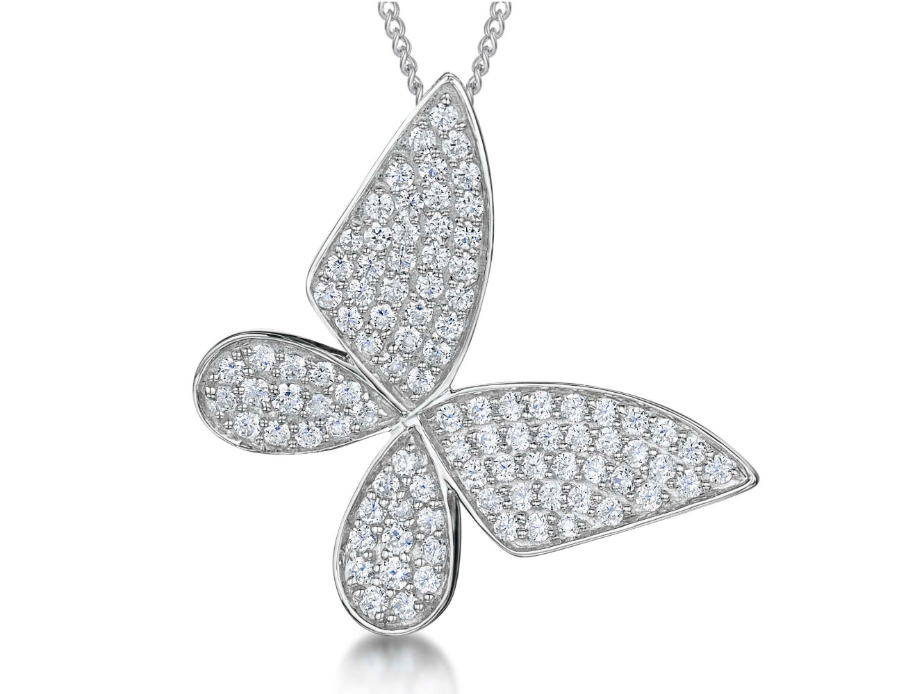 Sterling Silver Large Pave Set Butterfly Pendant