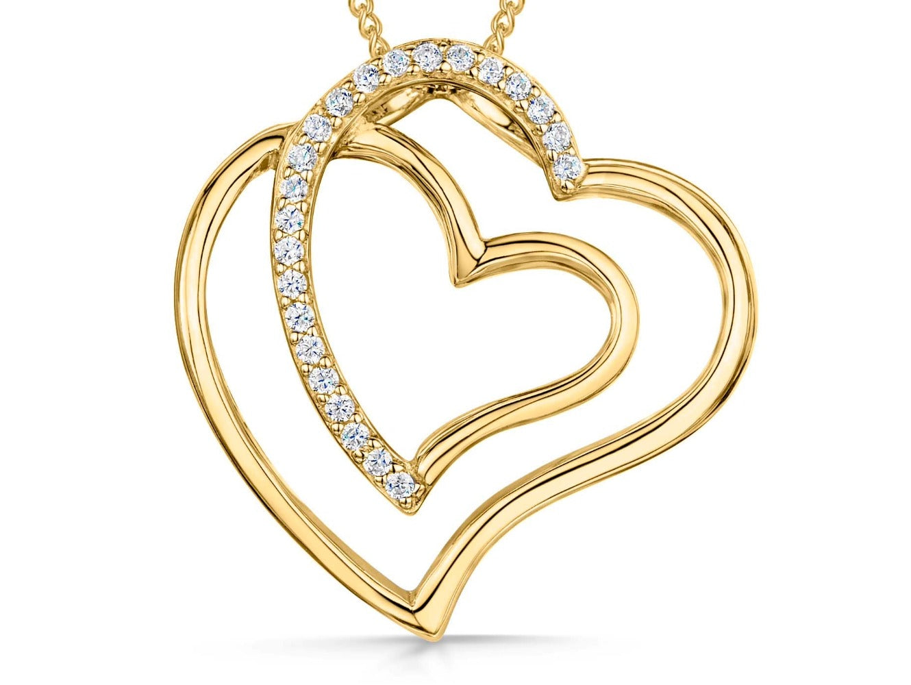 Gold Vermeil Double Overlapped Heart Pendant