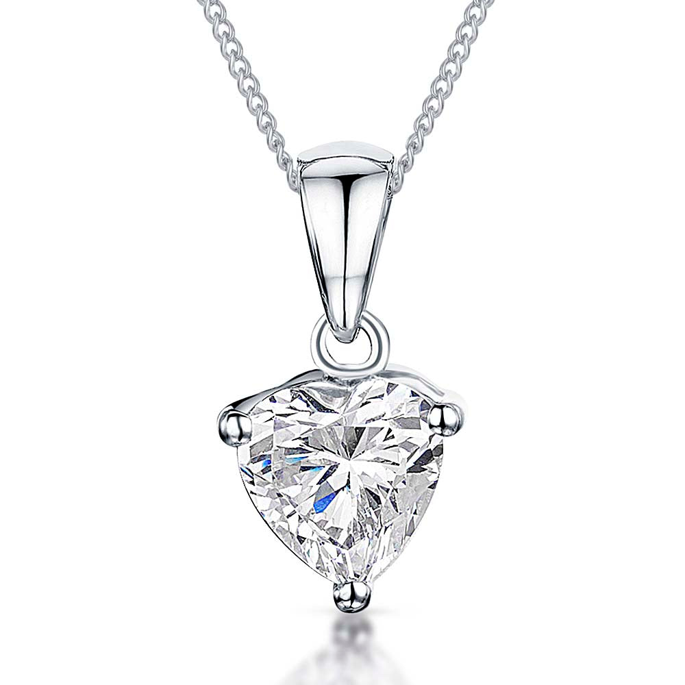 Sterling Silver Heart Pendant With Cubic Zirconia