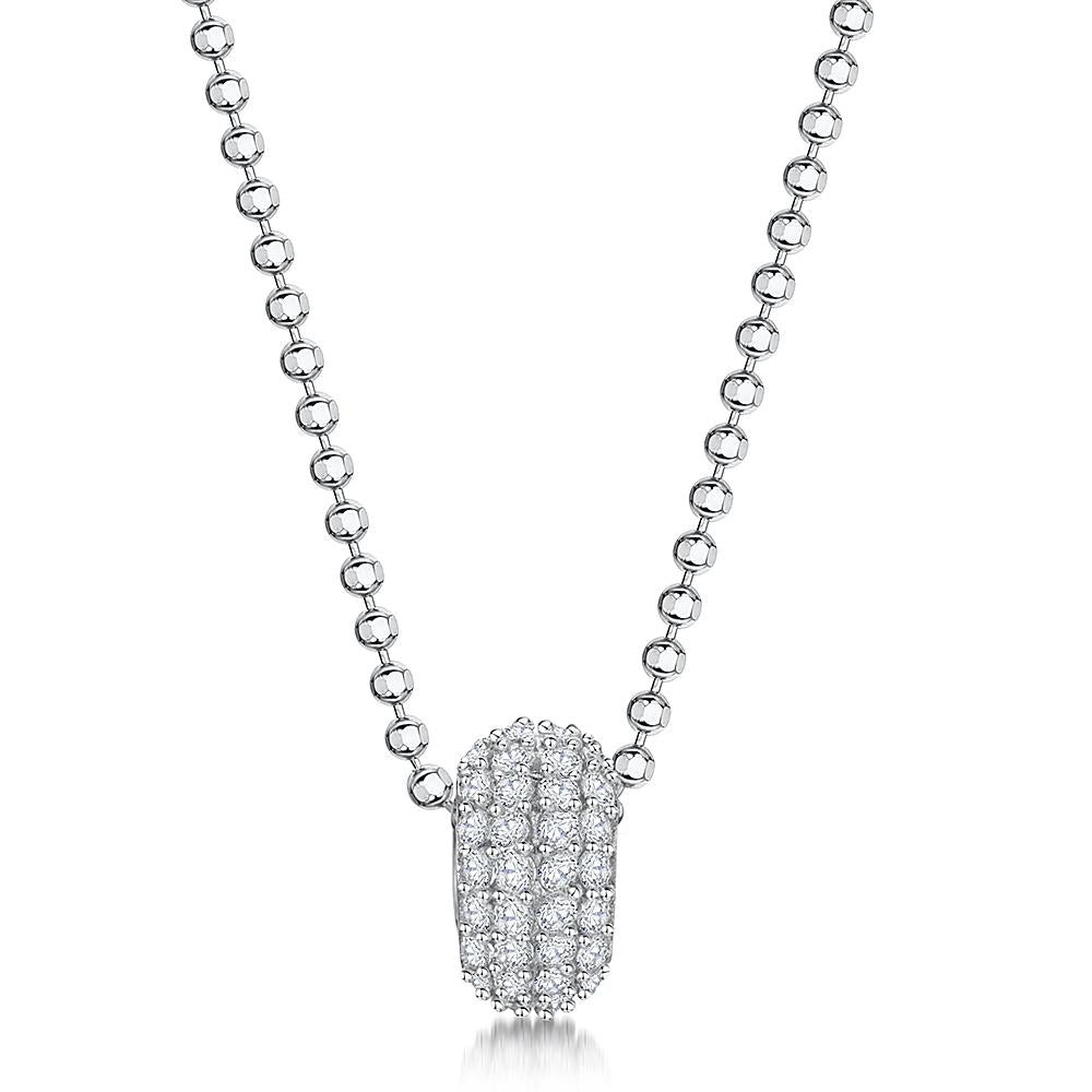 Sterling Silver Circle Bead Pave Set With Cubic Zirconia Stones