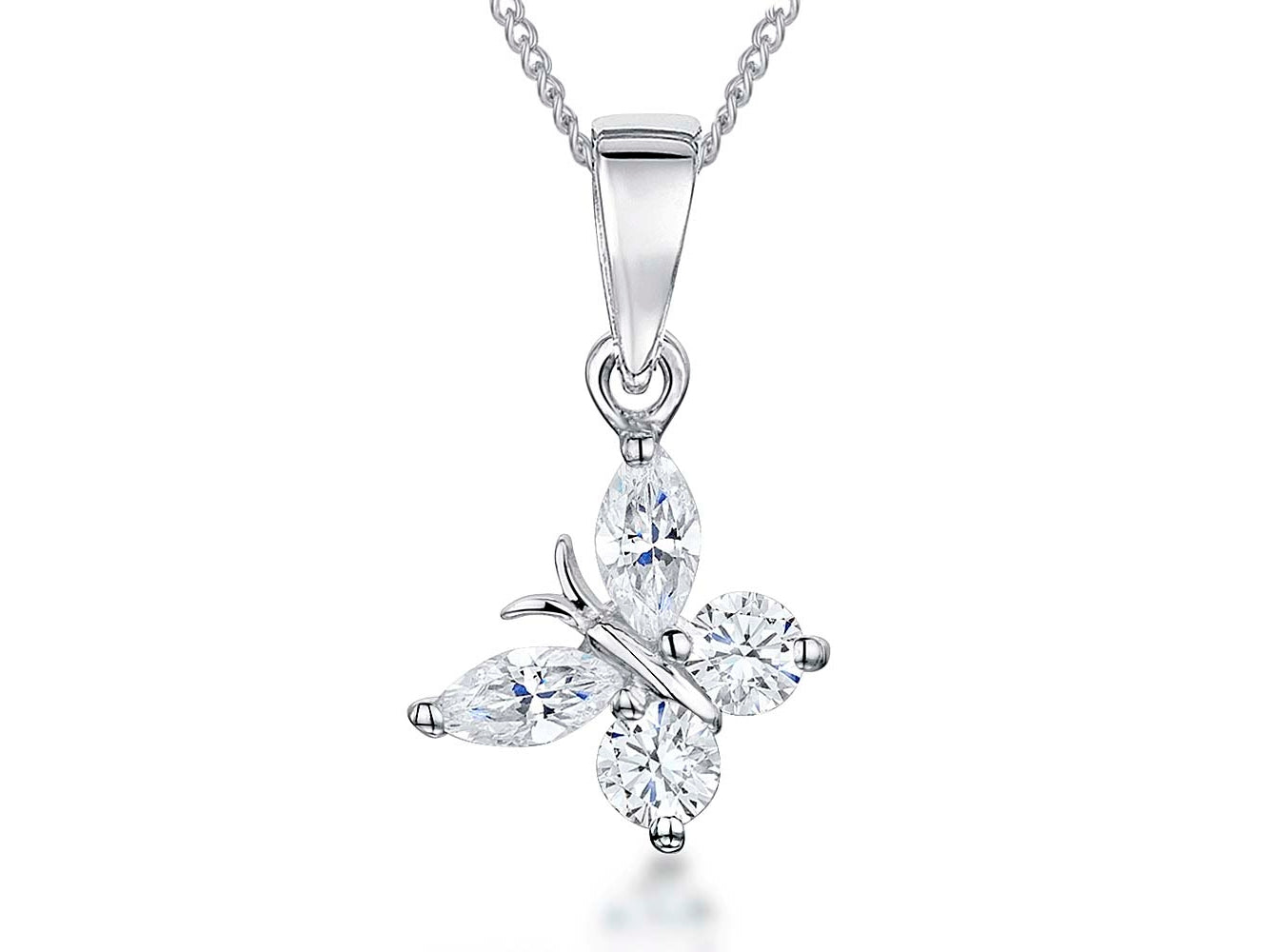 Sterling Silver Small Offset Butterfly Necklace