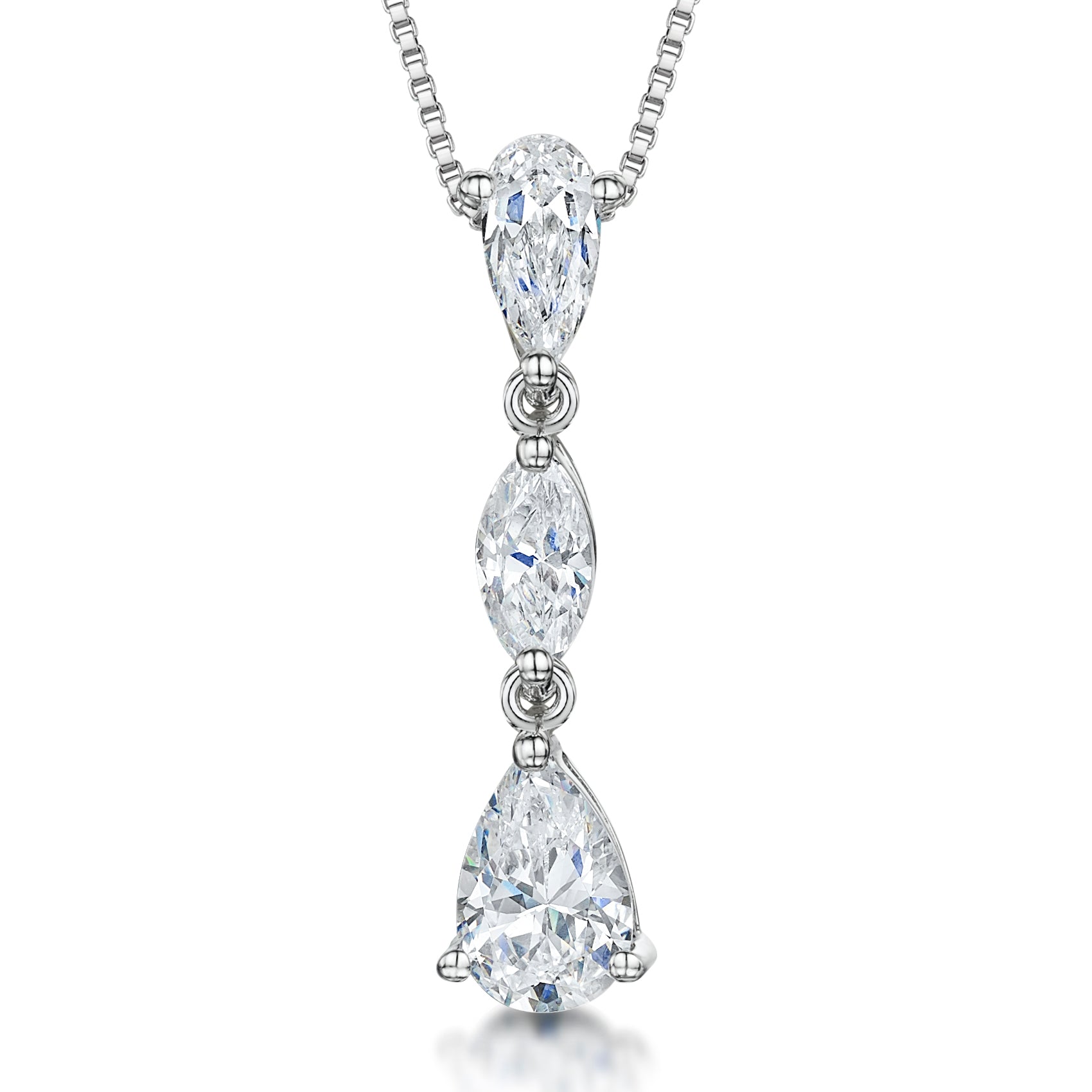 Sterling Silver Teardrop, Pear & Marquise Pendant