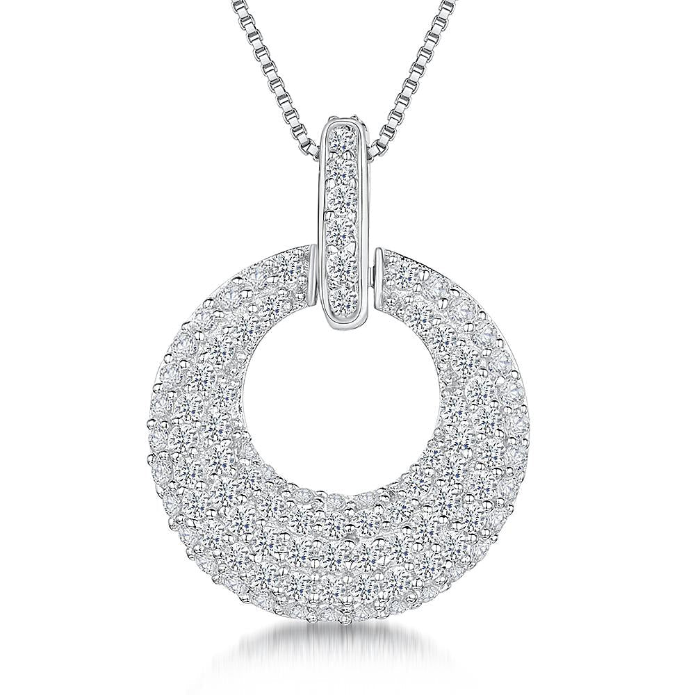 Sterling Silver Pave Donut Shape Pendant