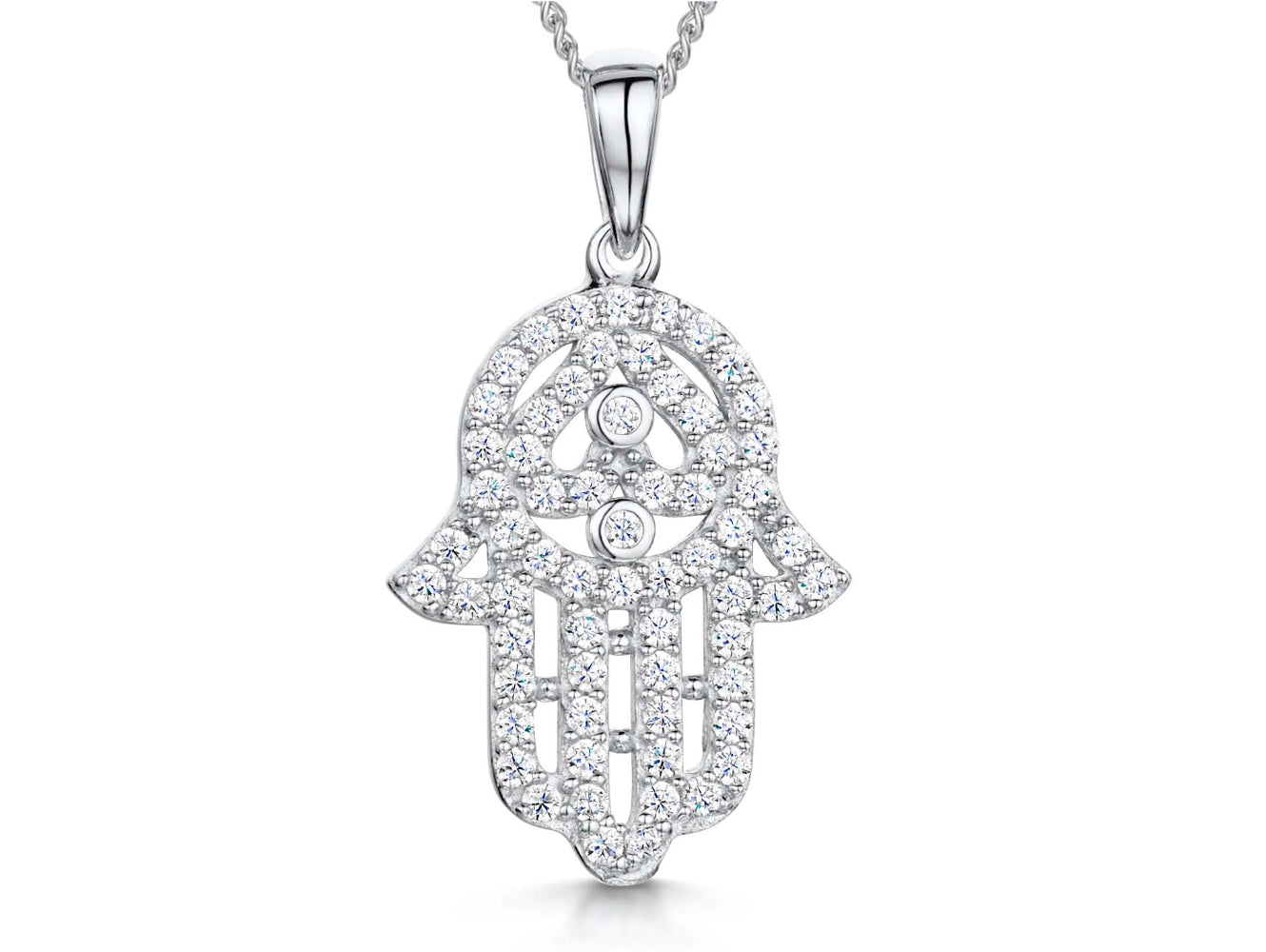 Sterling Silver Hamsa Hand Necklace