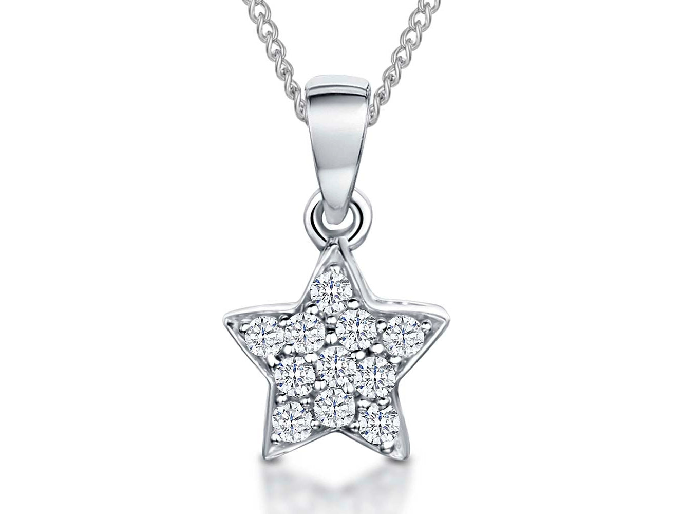 Sterling Silver Small Star Pave Set Cubic Zirconia Pendant