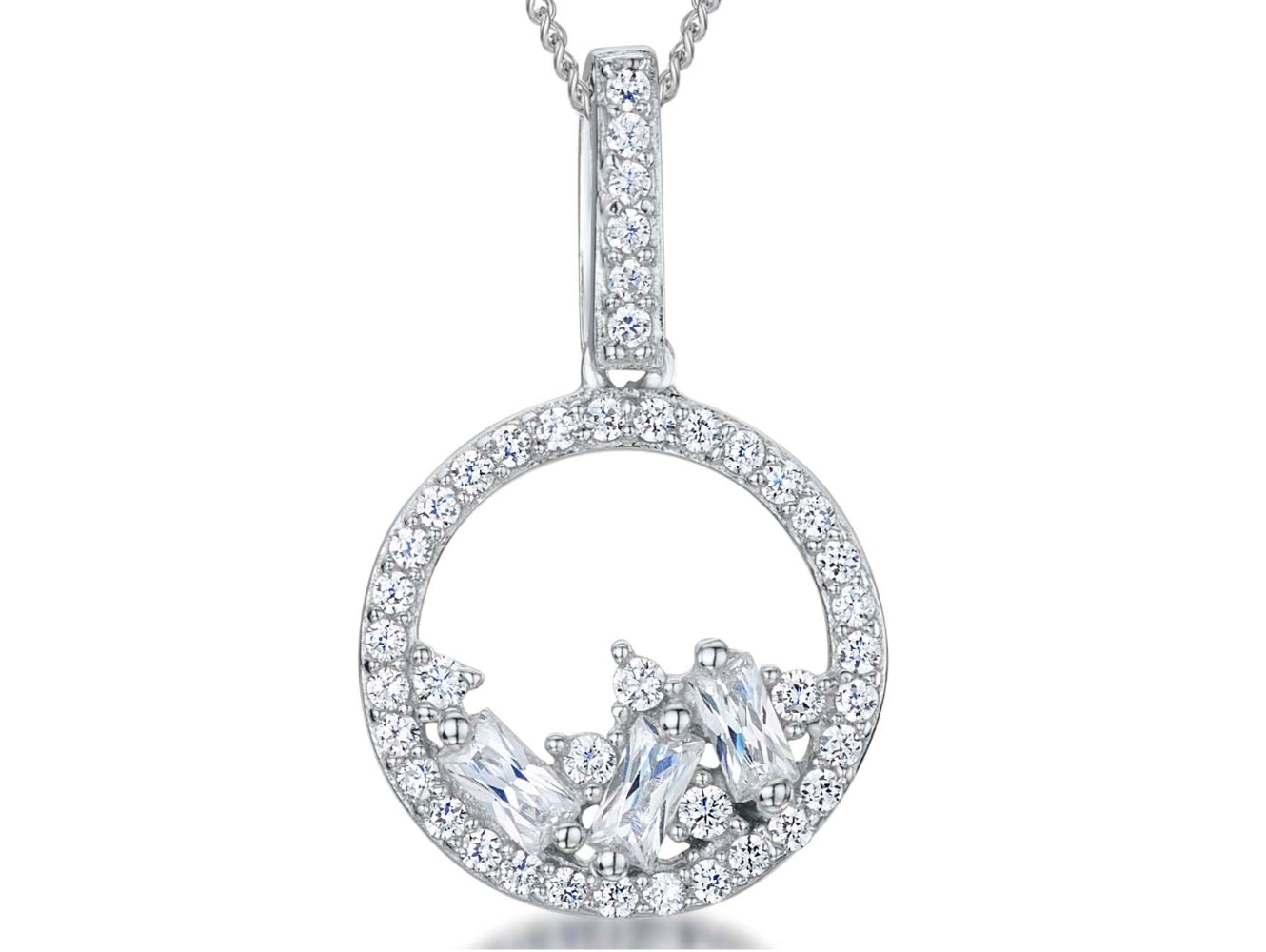 Sterling Silver Scattered Cubic Zirconia Pendant