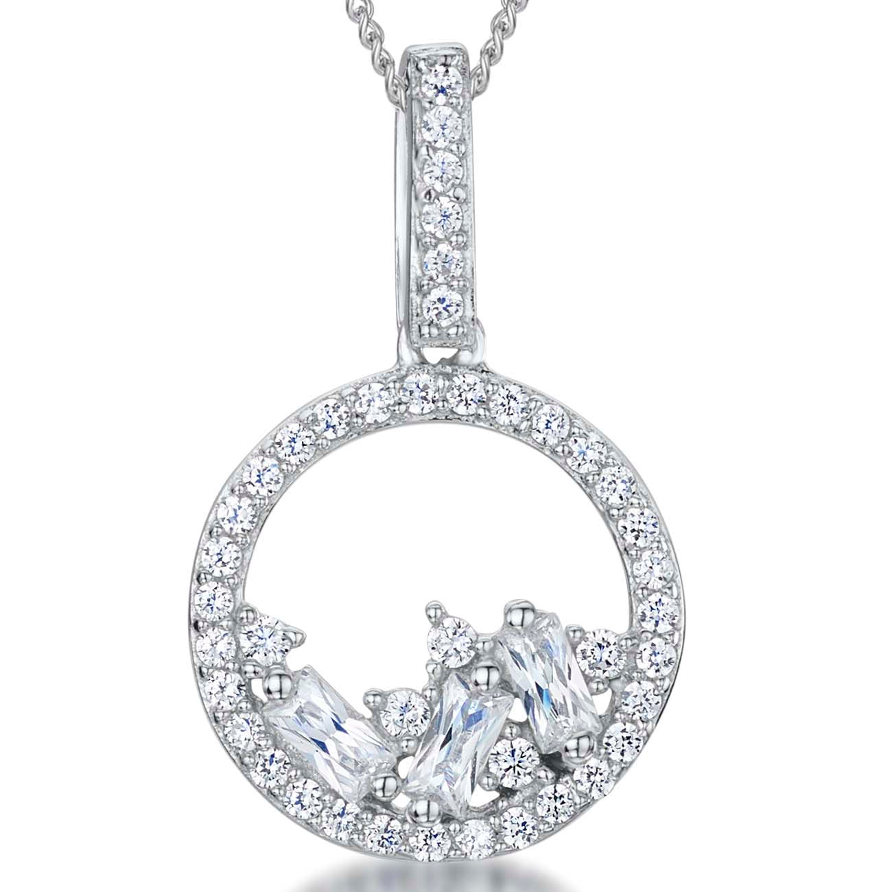Sterling Silver Scattered Cubic Zirconia Pendant