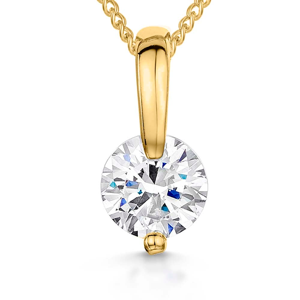 Gold Vermeil 1 Carat 2 Claw Solitaire Pendant