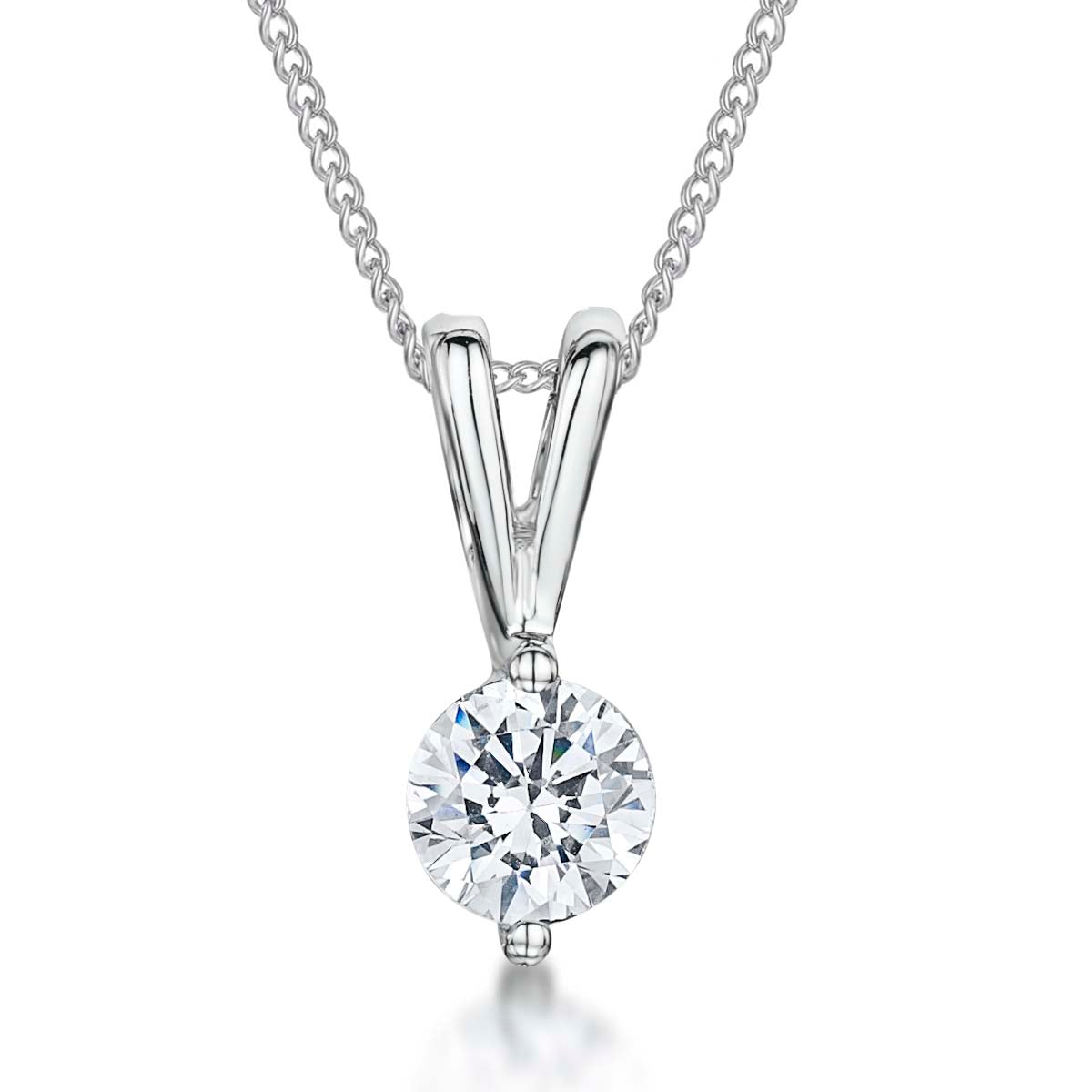 Sterling Silver Solitaire 2 Claw Pendant