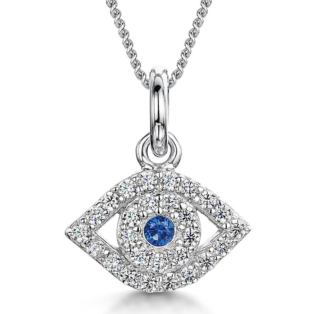 Sterling Silver Blue Evil Eye Necklace