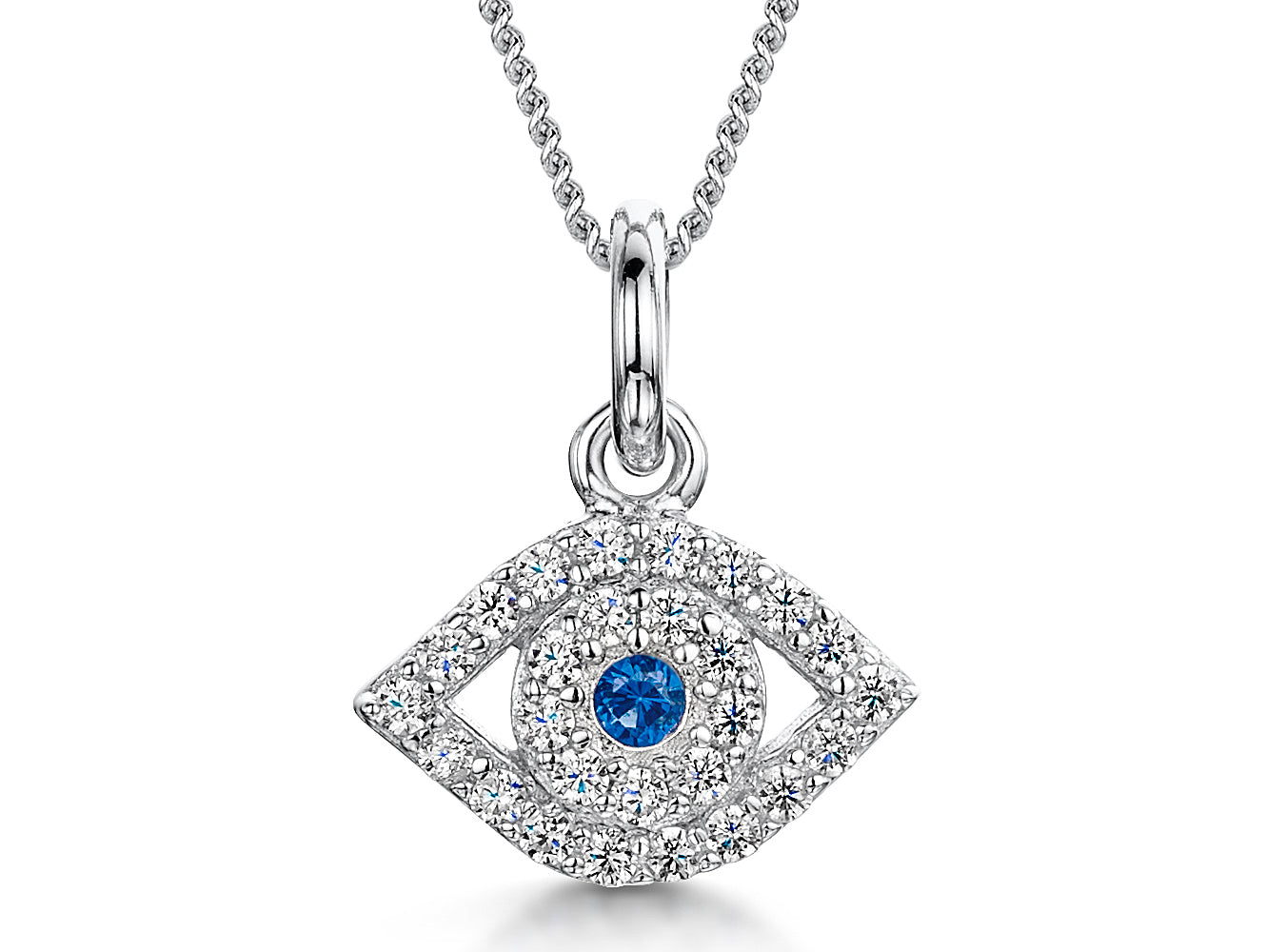 Sterling Silver Blue Evil Eye Necklace