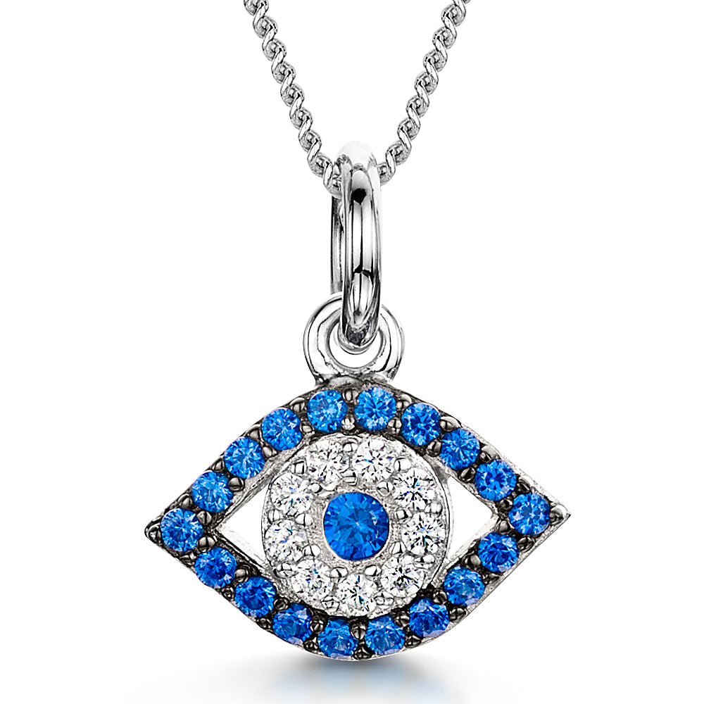 Sterling Silver Blue Evil Eye Necklace
