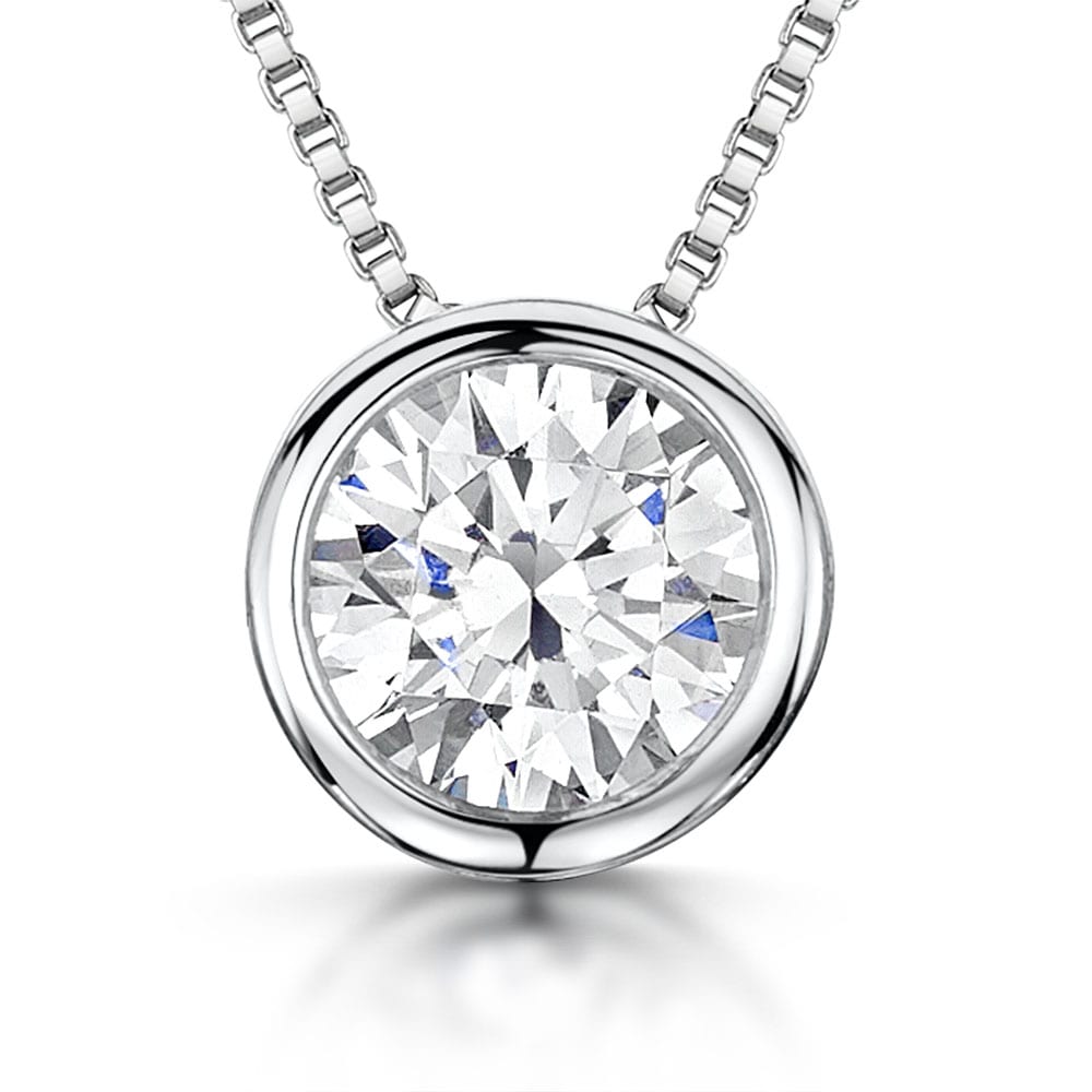 Sterling Silver Cubic Zirconia Half Carat Rubover Pendant