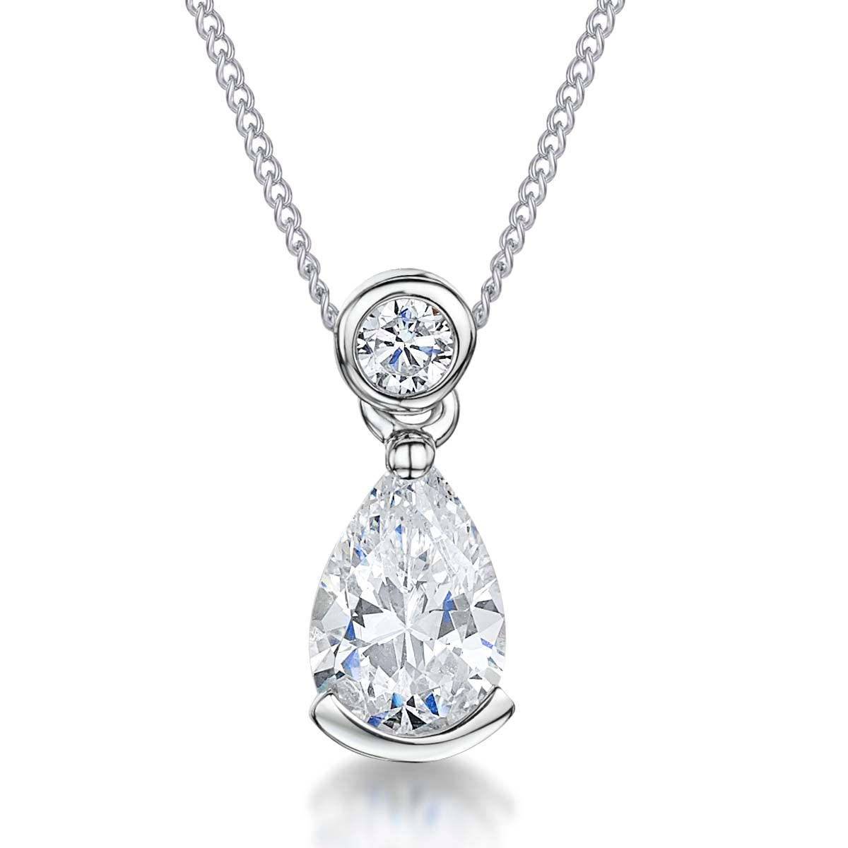 Sterling Silver Teardrop Pendant With Zirconia Bale