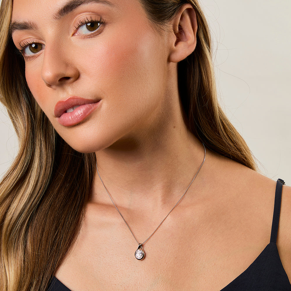 Sterling Silver 2 Carat Oval Necklace