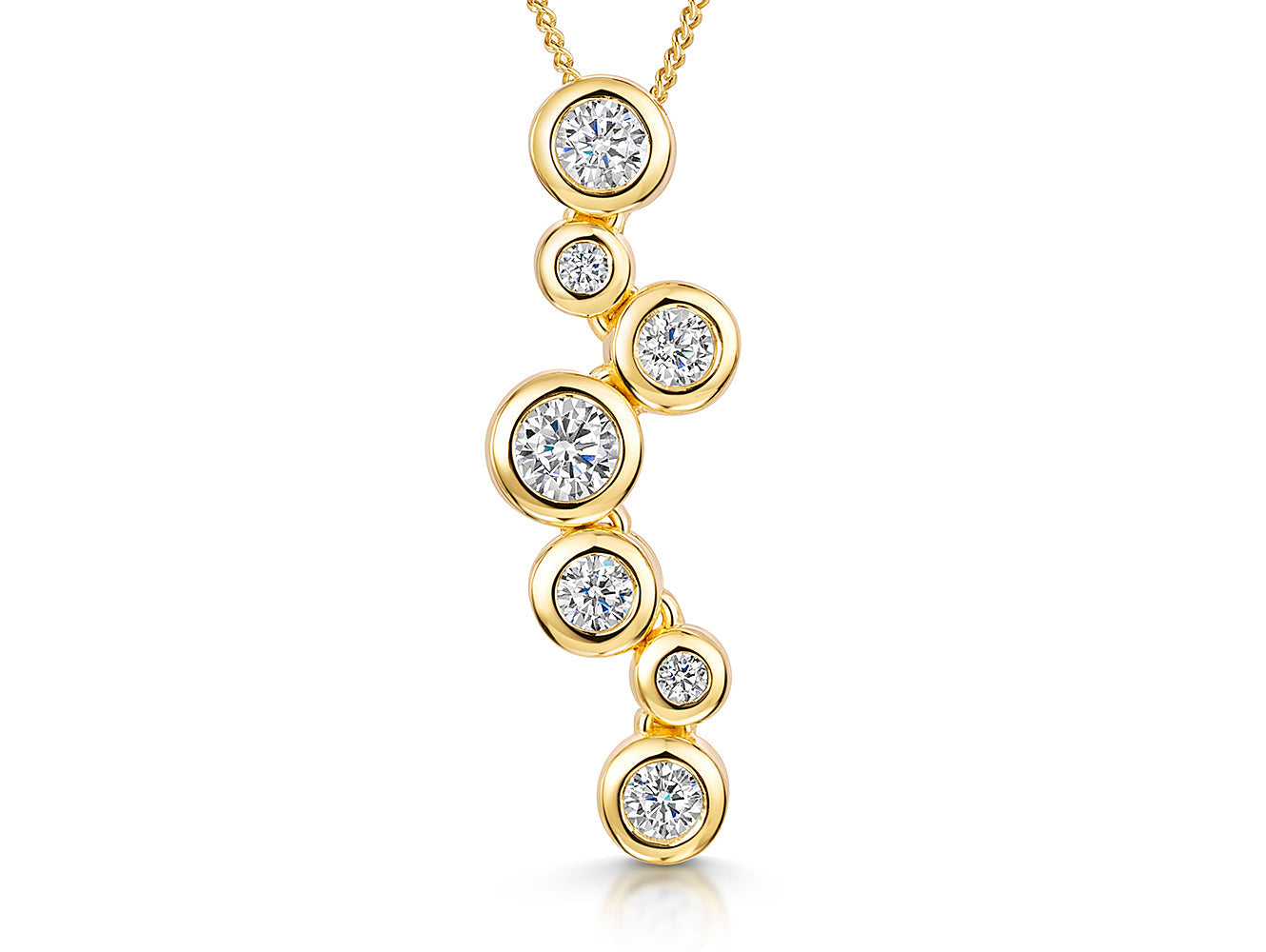 Yellow Gold Seven Cubic Zirconia Stones Bubble Pendant -JOOLS by Jenny Brown