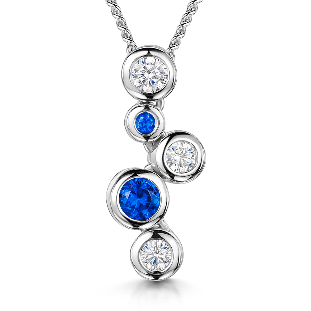 Sterling Silver Sapphire Blue Cubic Zirconia Bubble Pendant