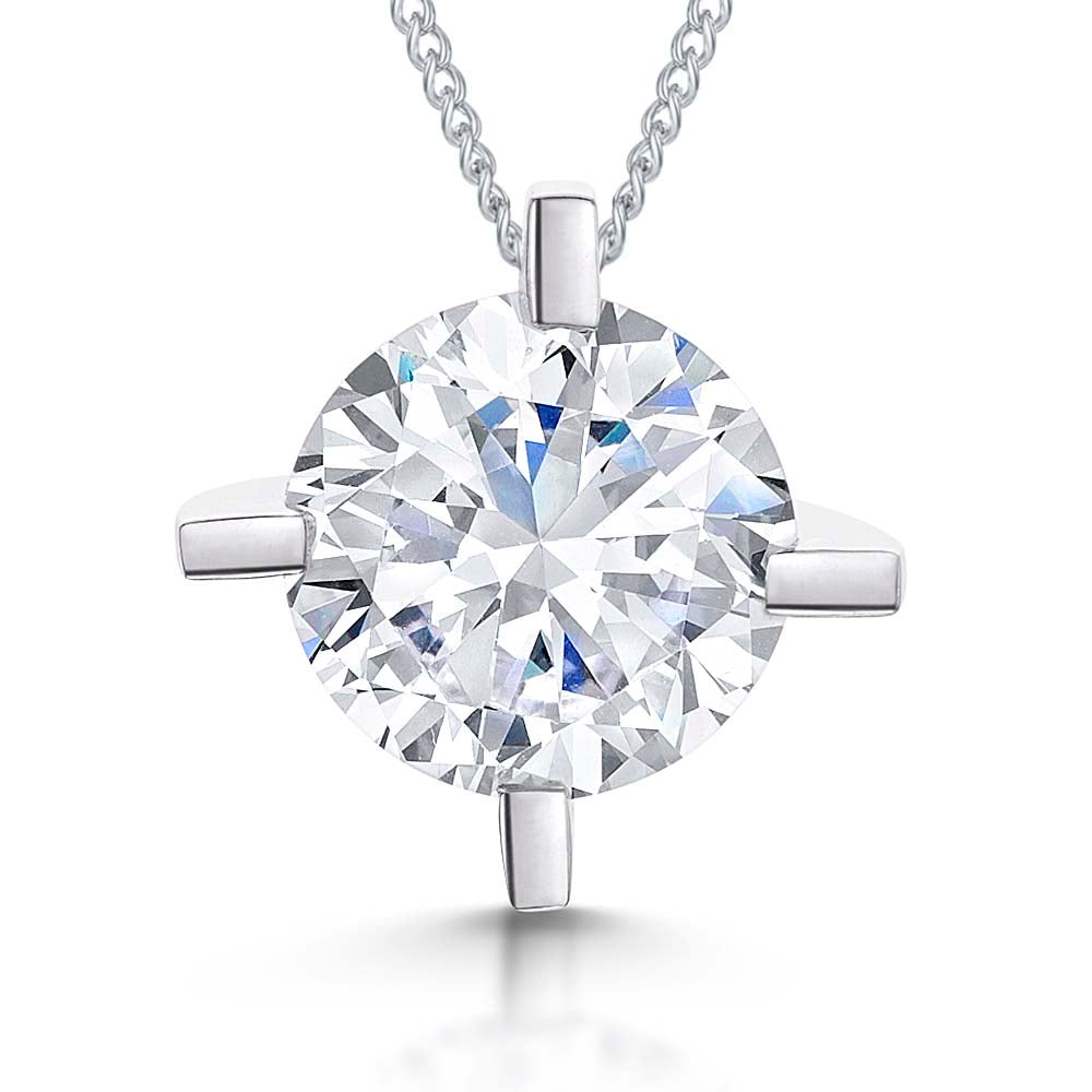 Sterling Silver 3.87 Carat Solitaire Pendant