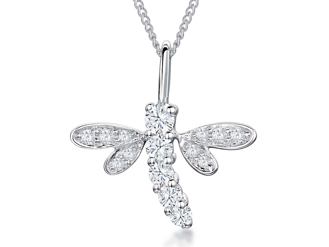 Sterling Silver Cubic Zirconia Dragonfly Necklace