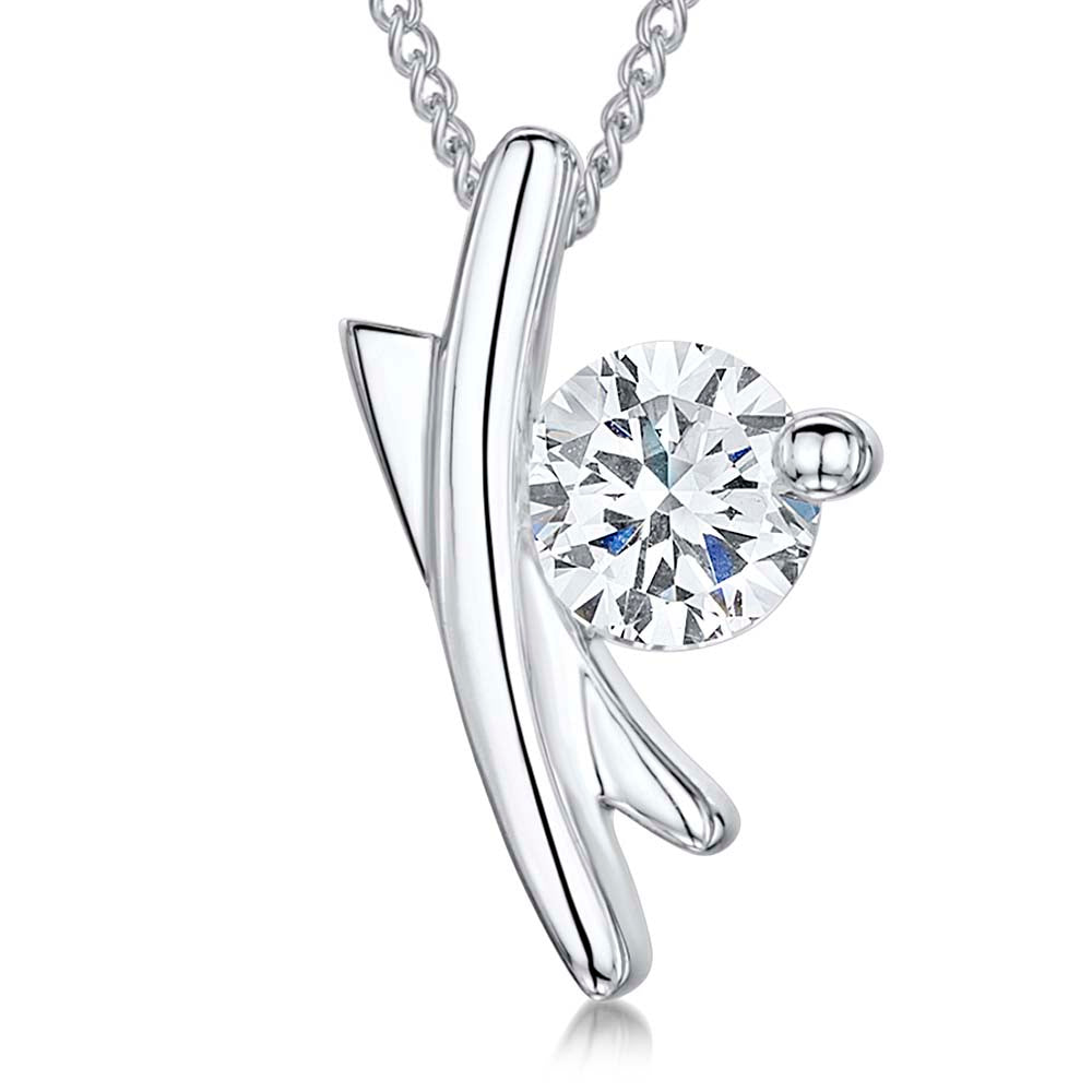 Sterling Silver Cubic Zirconia Kiss Pendant