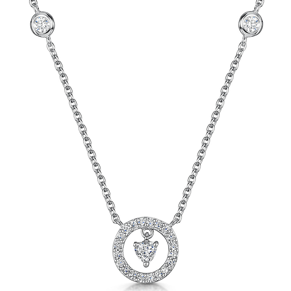 Sterling Silver Suspended Heart Necklace