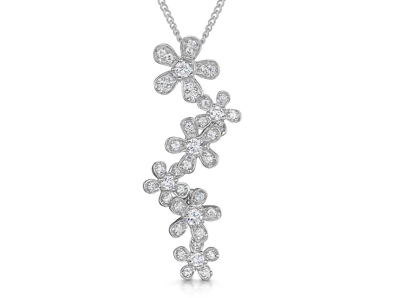Sterling Silver Six Flower Drop Pendant