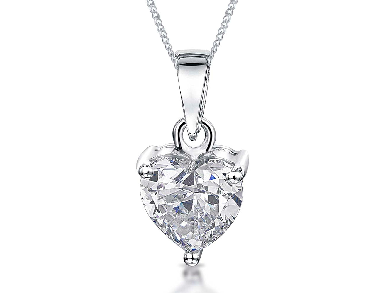 Sterling Silver Solitaire Heart Pendant