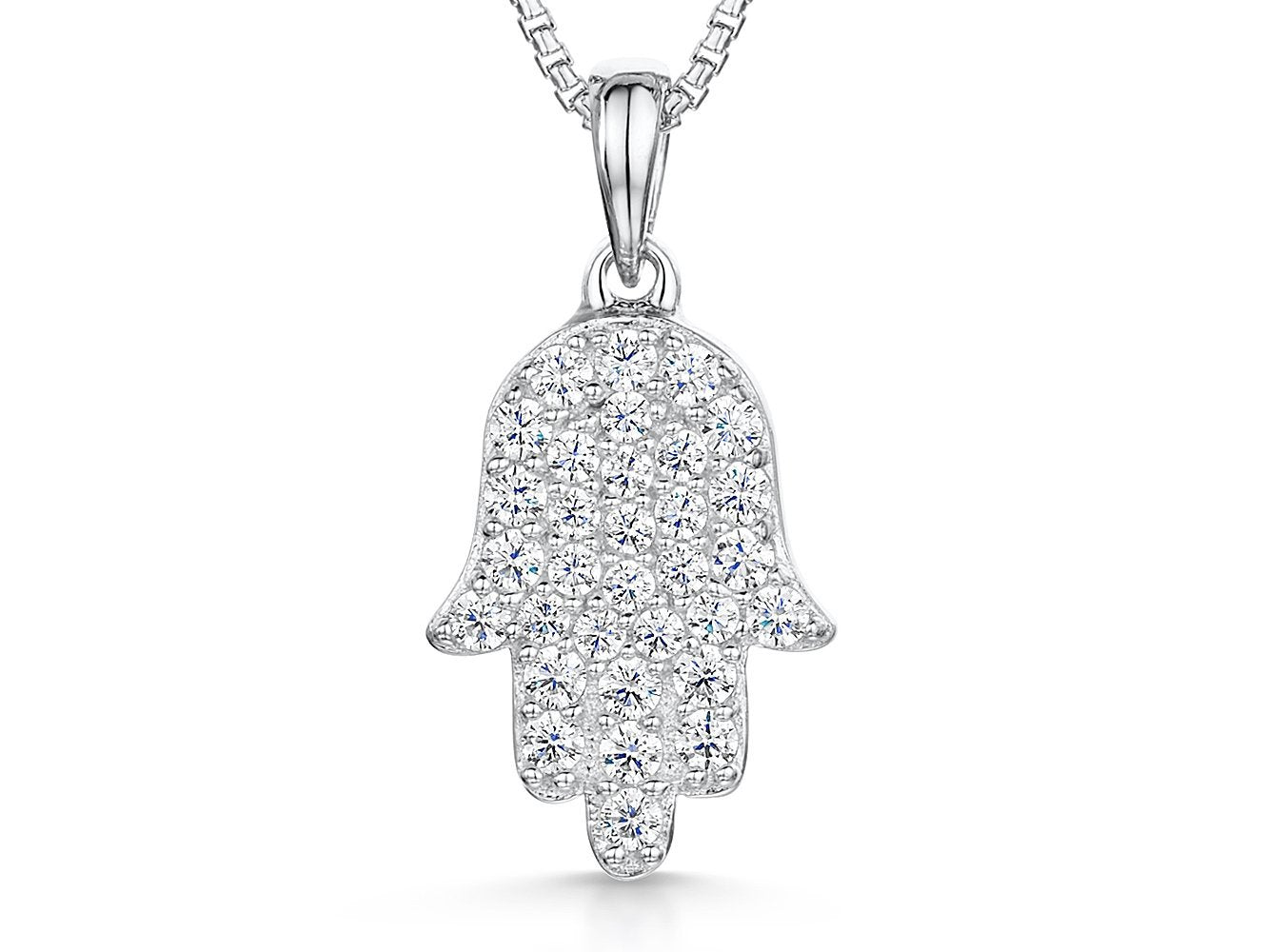 Sterling Silver Hamsa Hand Necklace