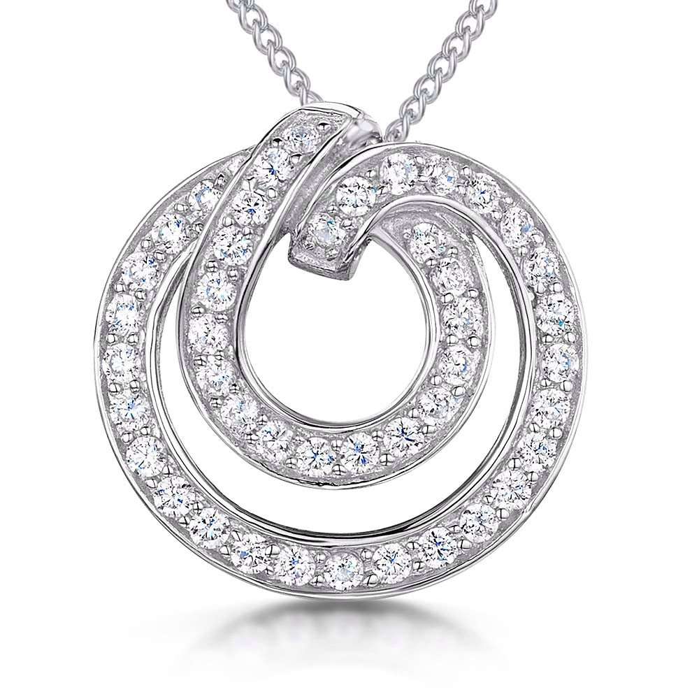 Sterling Silver Double Swirl Circle Pendant