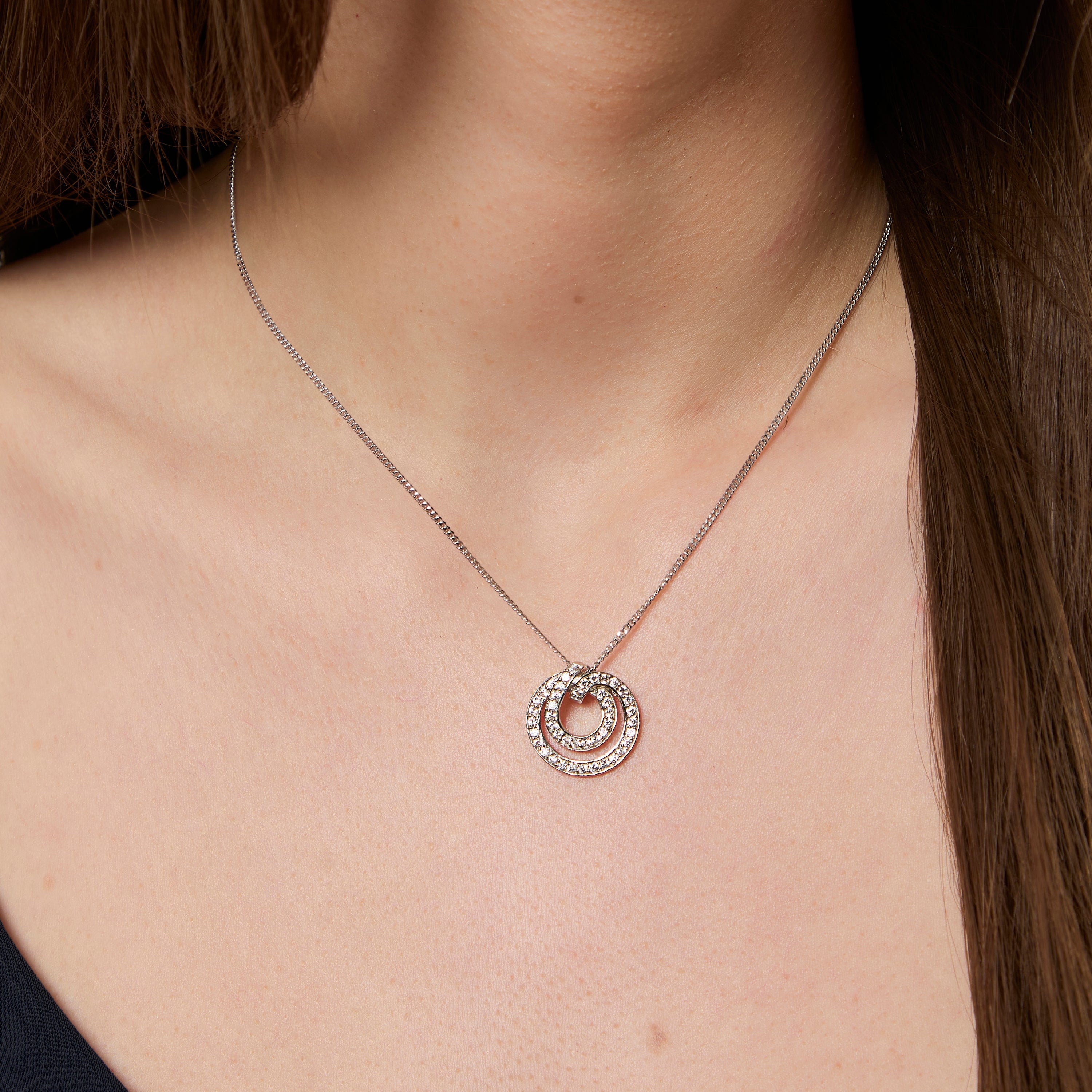 Sterling Silver Double Swirl Circle Pendant